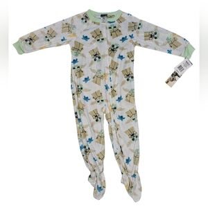 Star Wars Mandalorian Child Toddlers Fleece Zip Up Footie Pajamas Sz 3T NWT